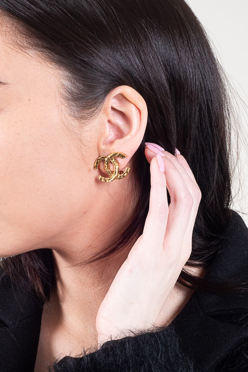 Vintage CC Gold Clip On Earrings