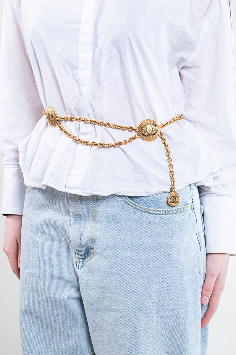 Gold CC Medallion Chain Belt