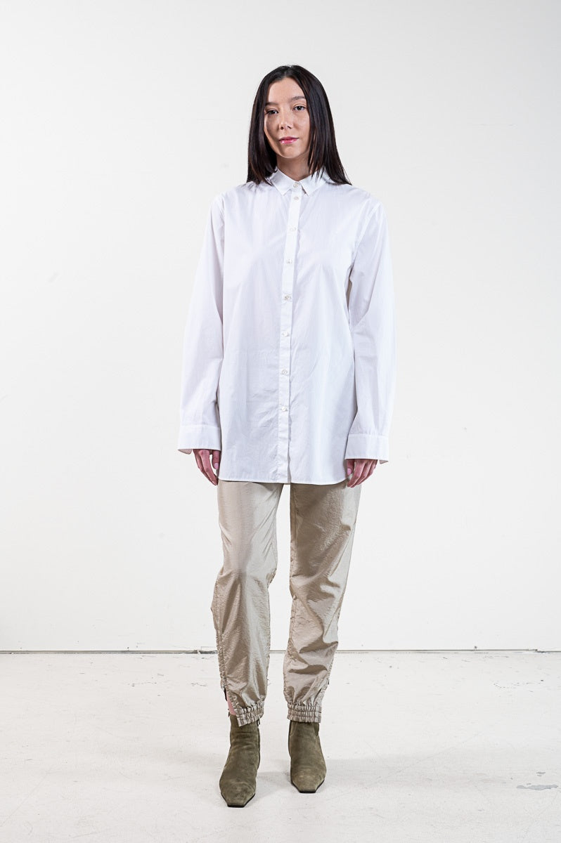 White Cotton Button Up Long Blouse