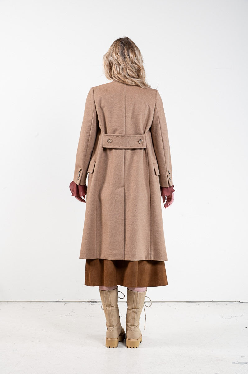 Beige Camel Hair Elmi Double-Breasted Coat