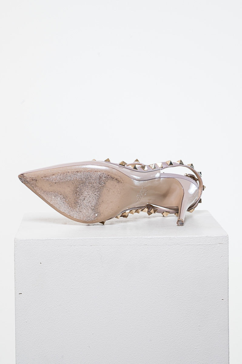 Powder Pink Rockstud Strap Heel