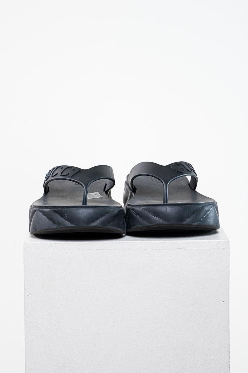 Black Rubber Platform Sandal