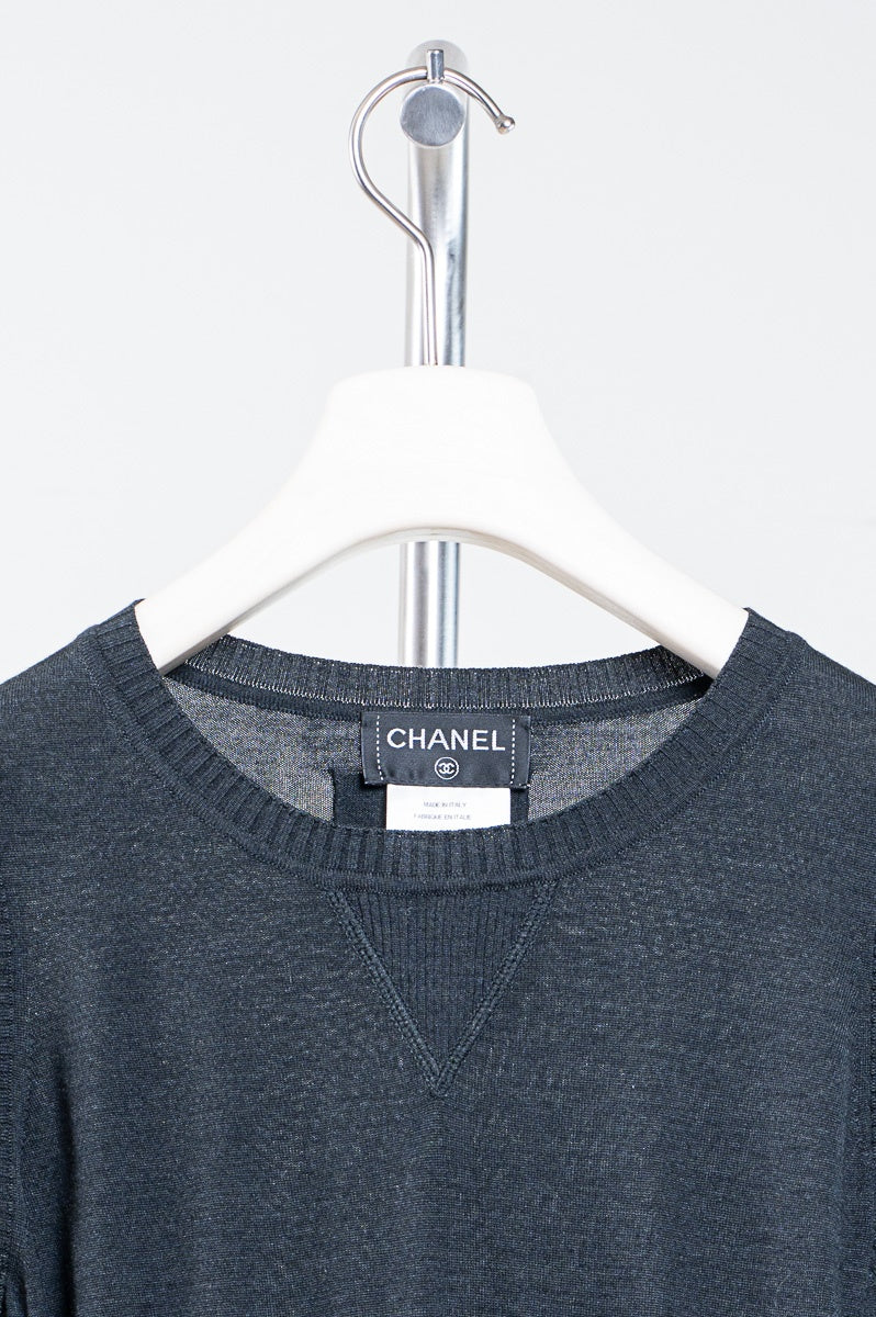 Dark Grey Long Sleeve Mini Knit Dress