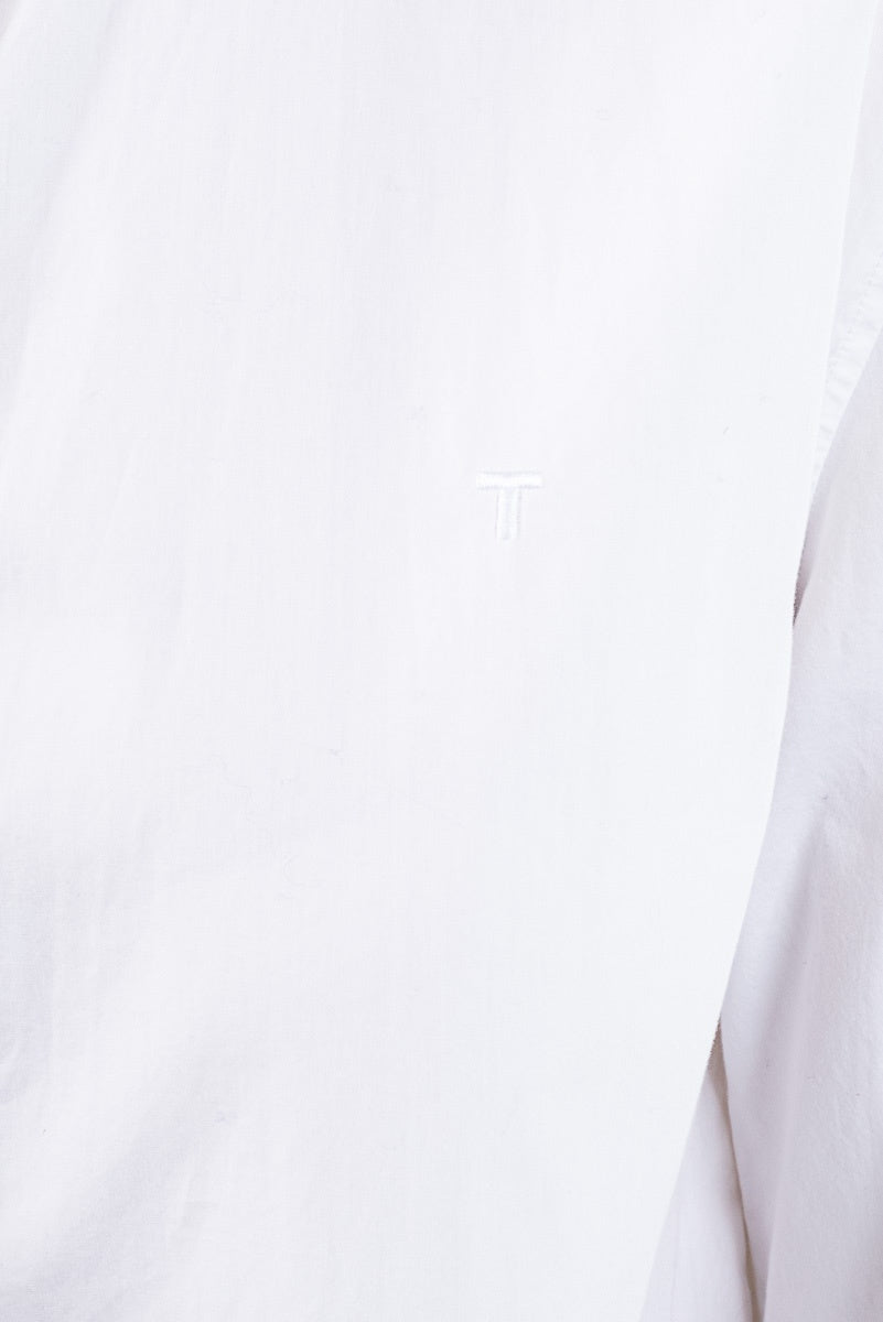 White Cotton Button Up Long Blouse