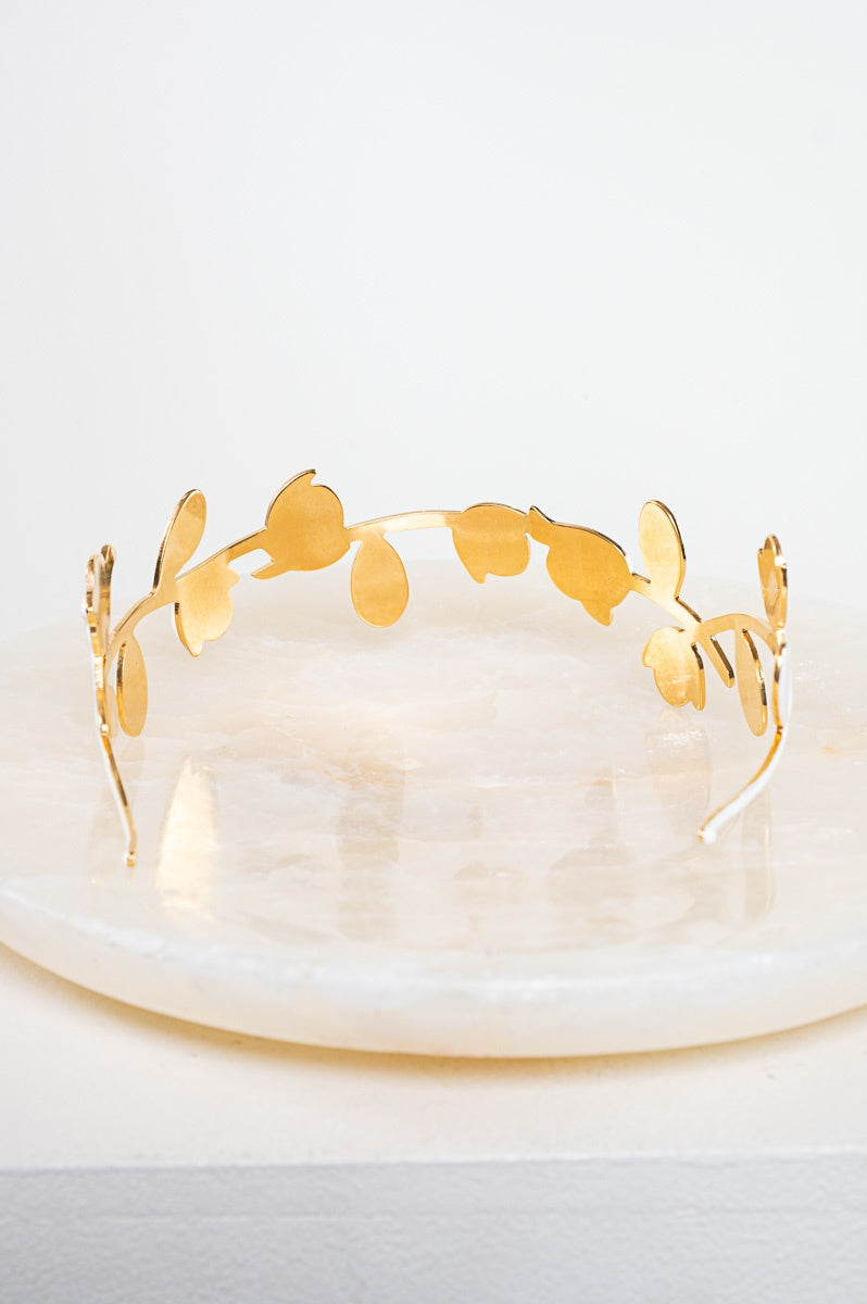 White & Gold Leaf Metal Headband