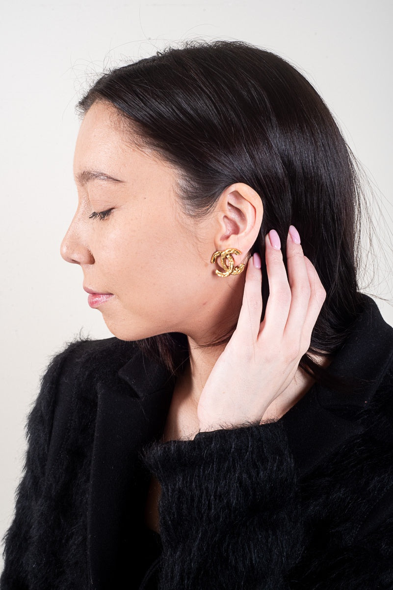 Vintage CC Gold Clip On Earrings