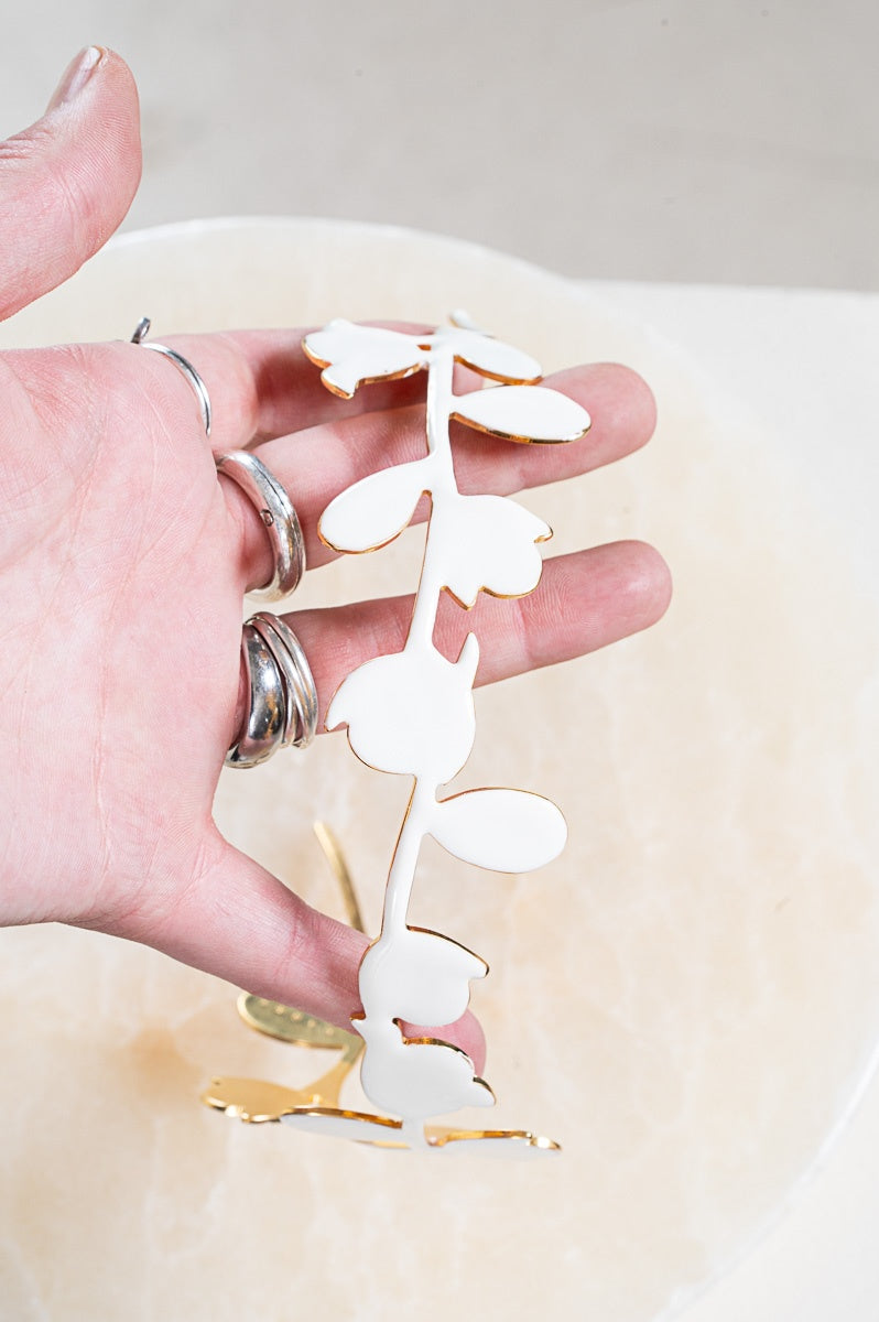 White & Gold Leaf Metal Headband