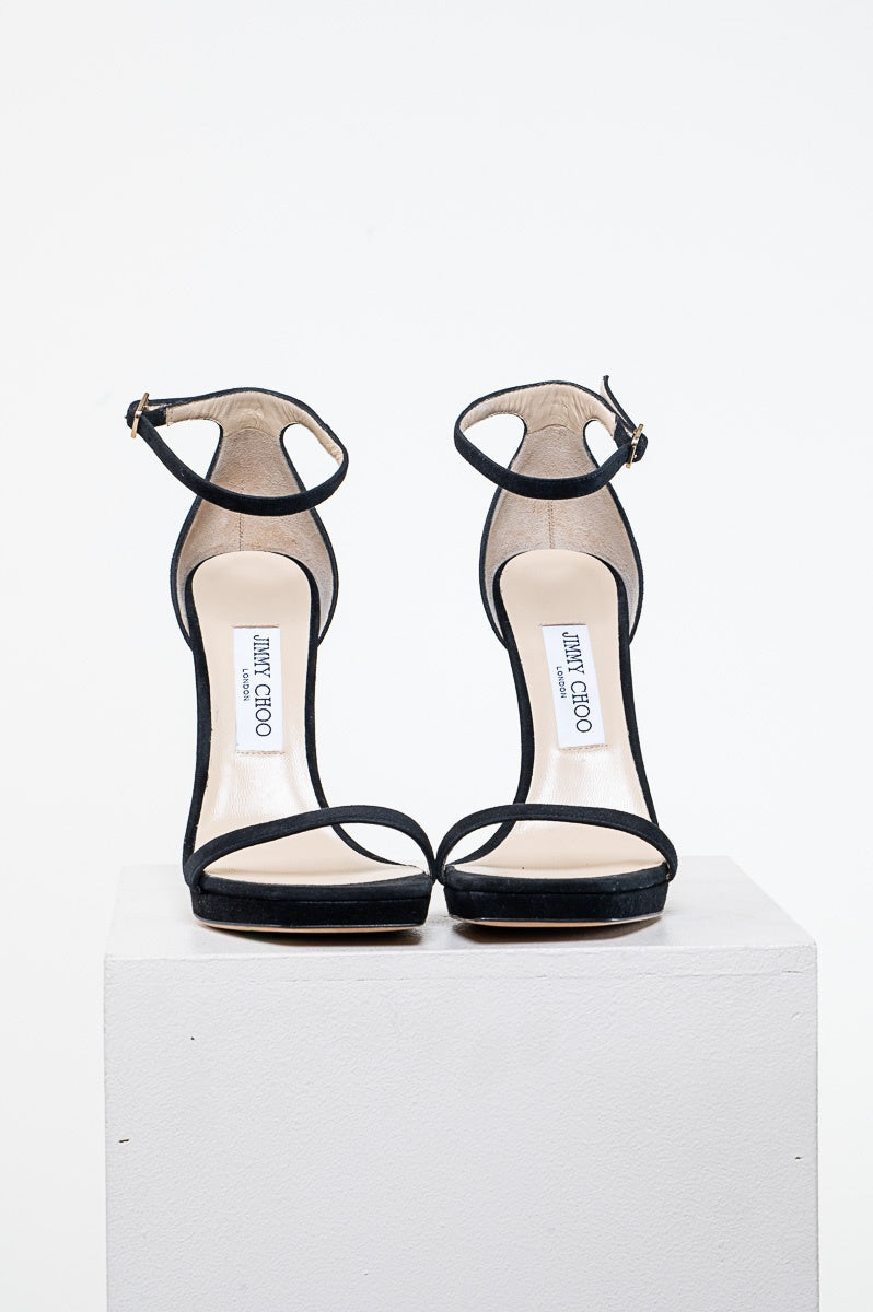 Black Alva 120 Suede High Heel Sandal