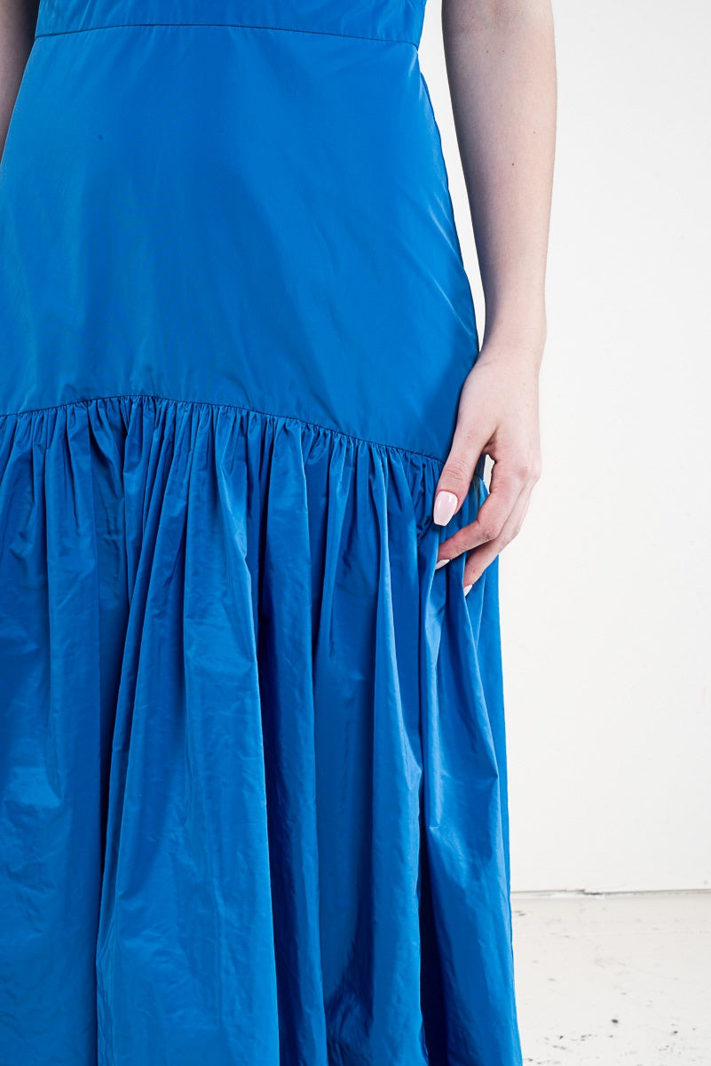 Blue Criss-Cross Neck Maxi Dress