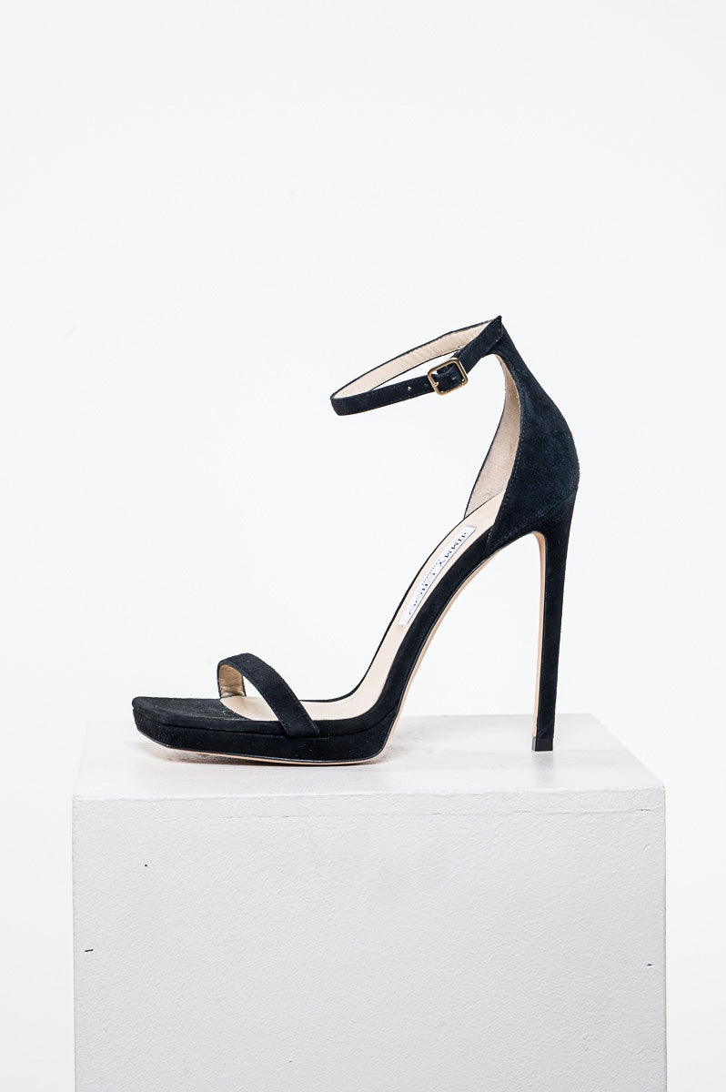 Black Alva 120 Suede High Heel Sandal