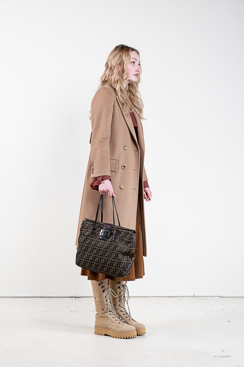 Beige Camel Hair Elmi Double-Breasted Coat