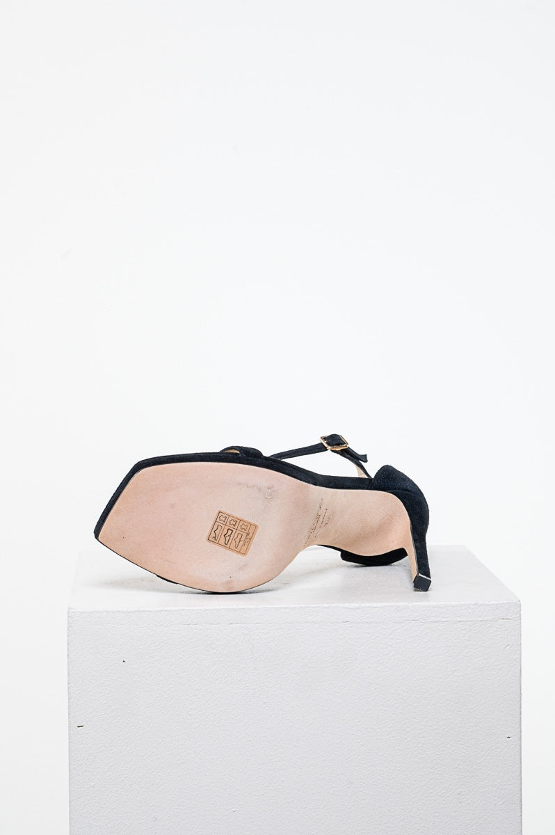 Black Alva 120 Suede High Heel Sandal