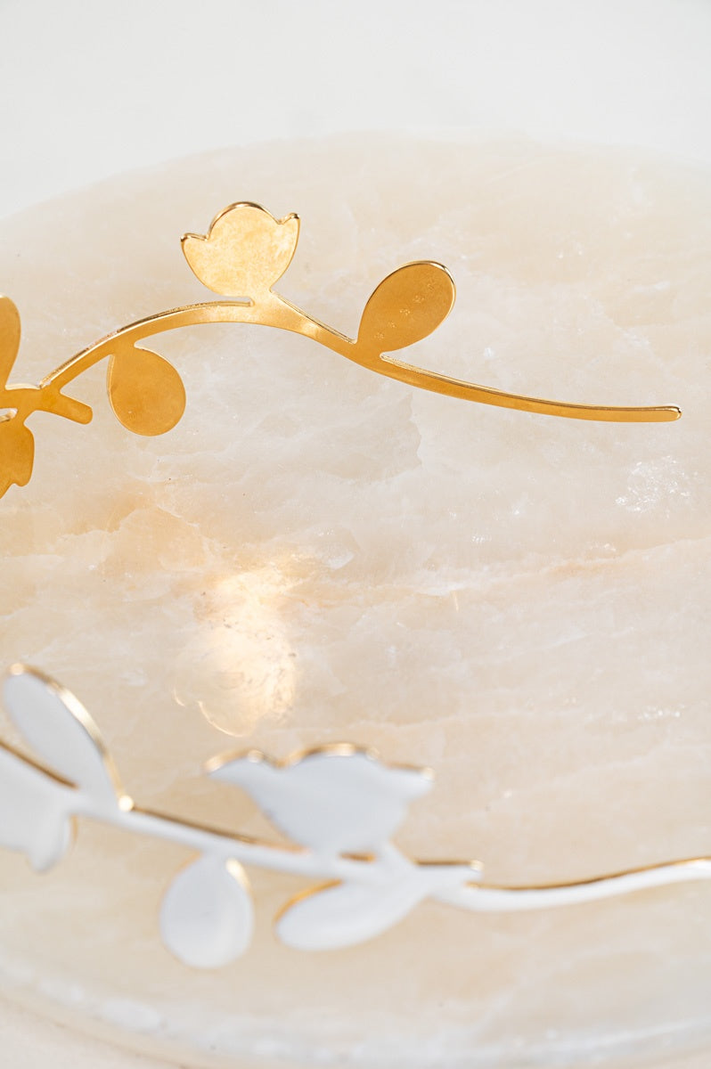 White & Gold Leaf Metal Headband