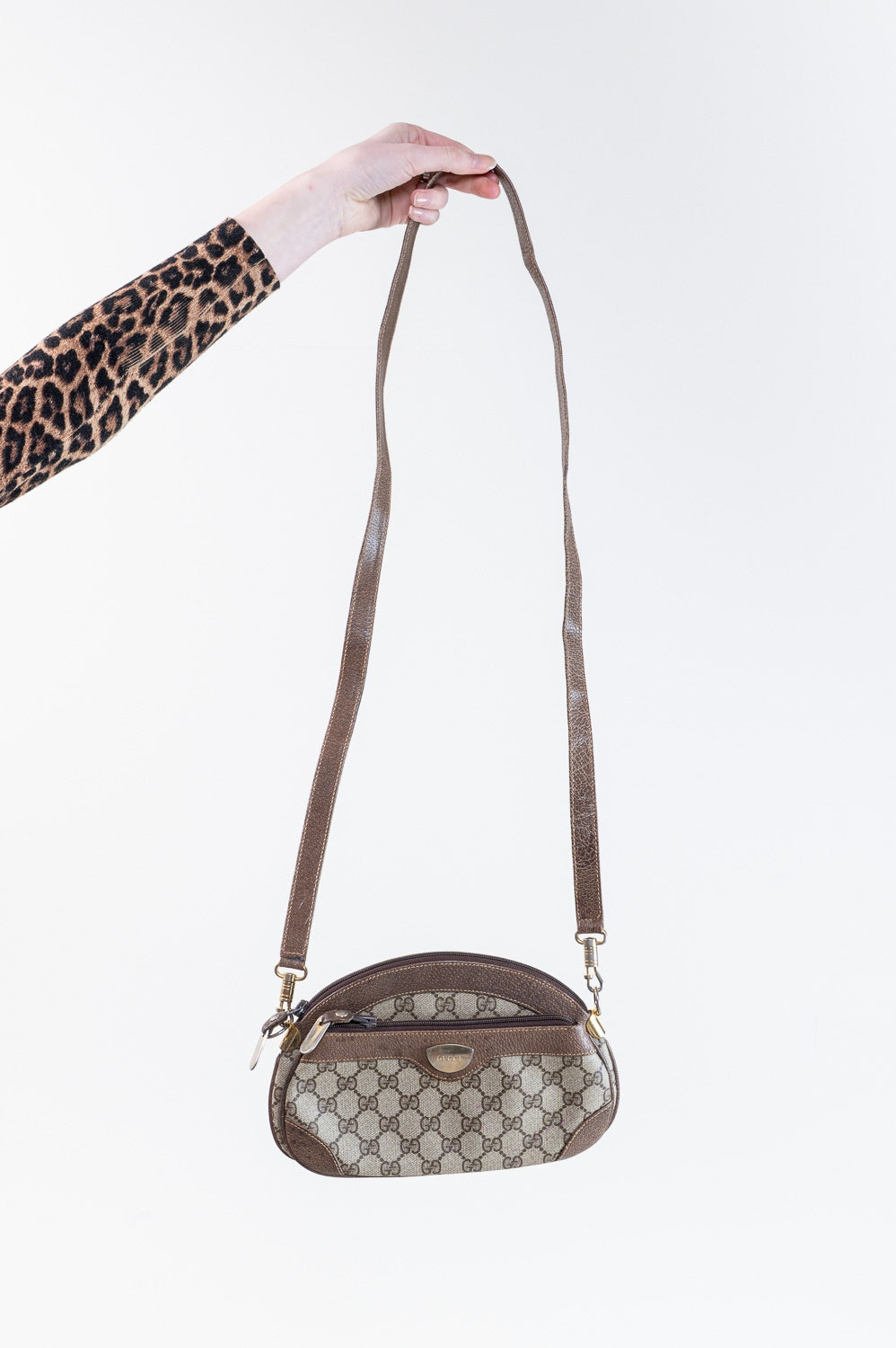 Vintage Double Zip GG Canvas Crossbody