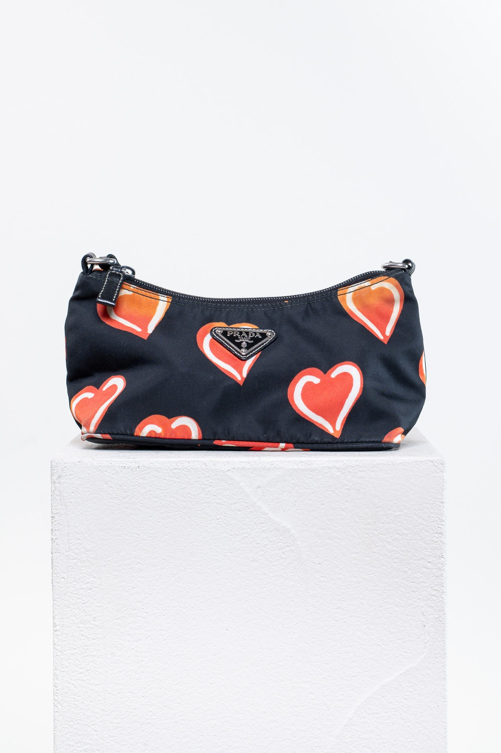 Black Heart Nylon Plaque Mini Bag