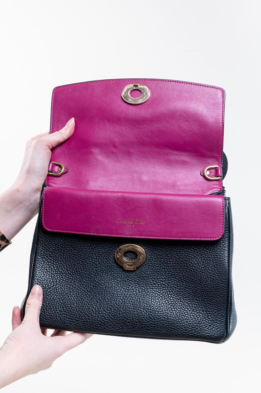 Black Be Dior Medium Flap Top Handle Bag