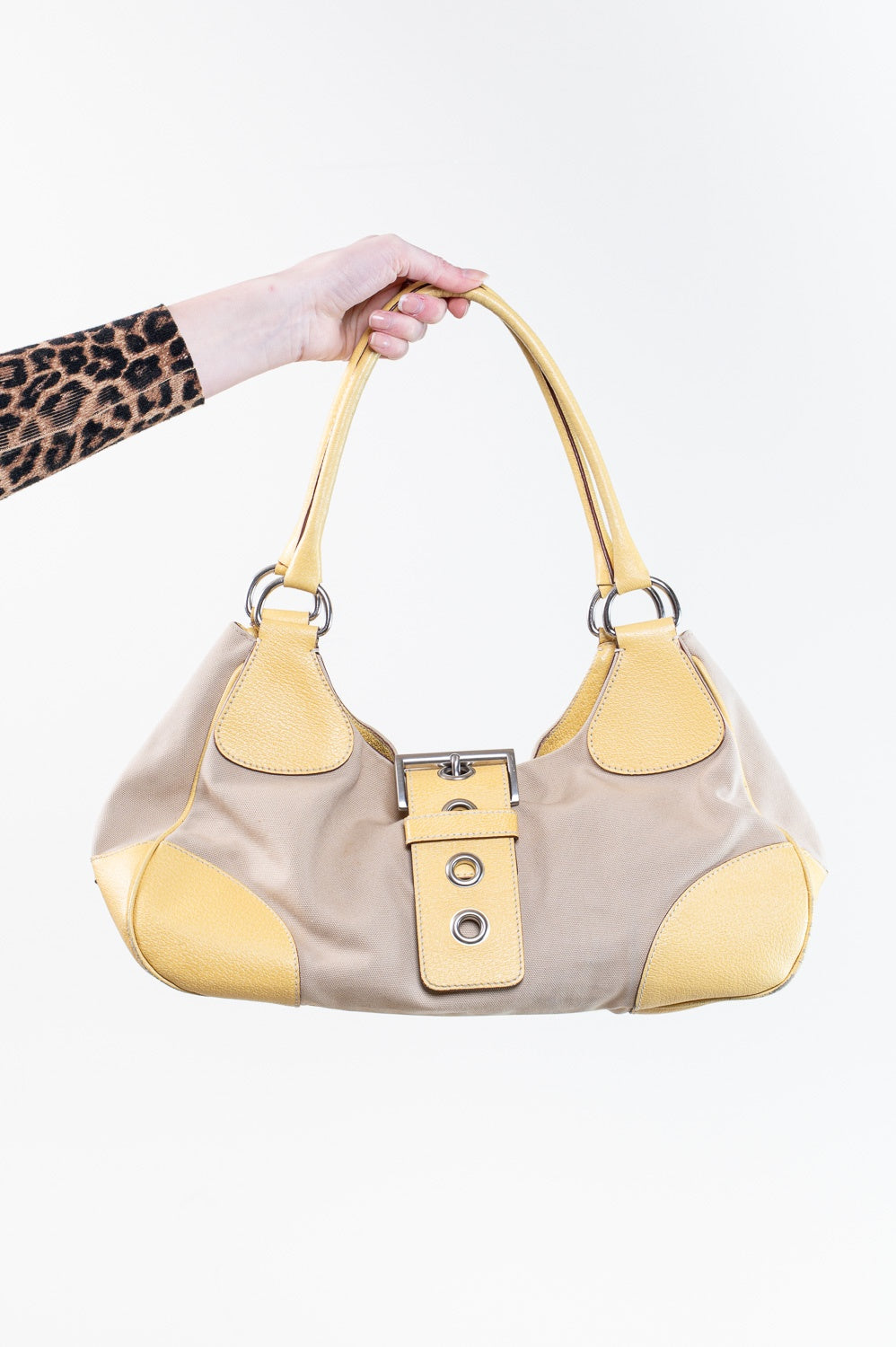 Yellow Canapa Moon Shoulder Bag