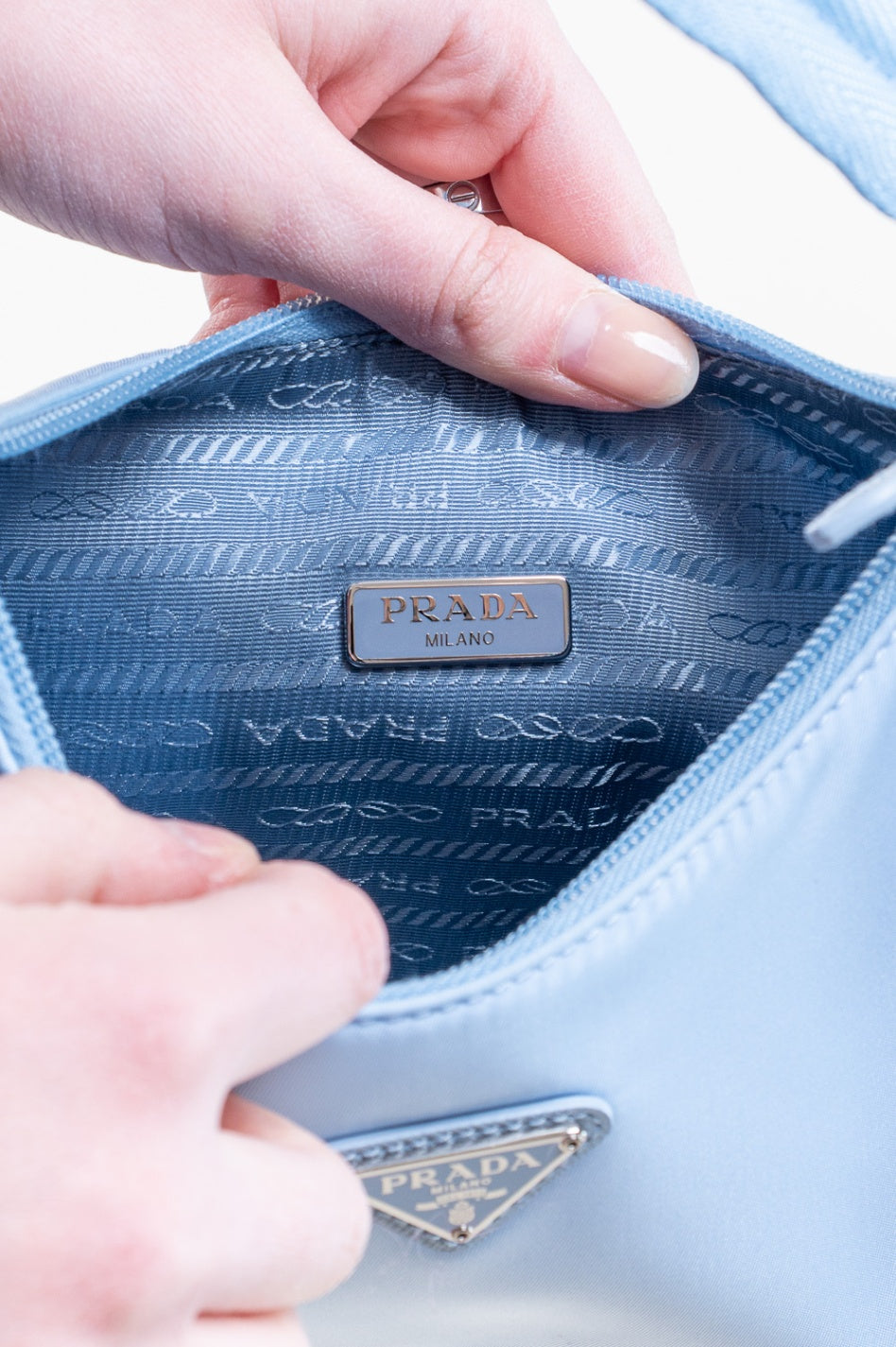 Pale Blue Re-Edition 2000 Re-Nylon Mini Bag
