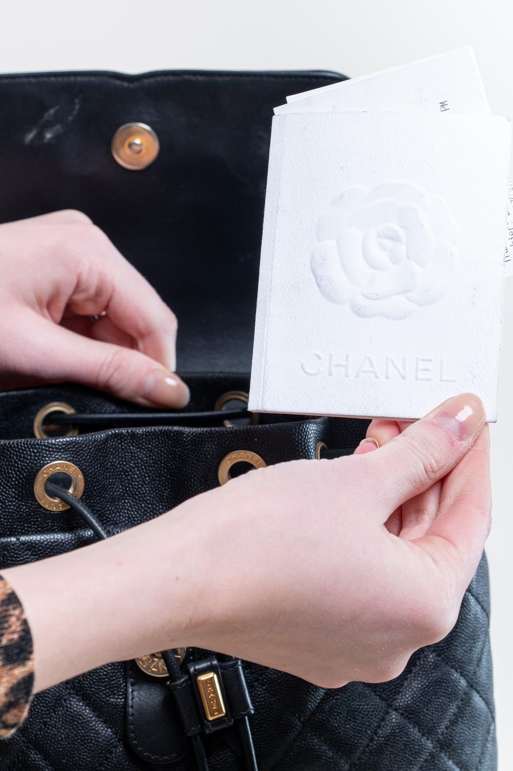 Black & Gold-Tone Hardware Quilted Filigree Backpack