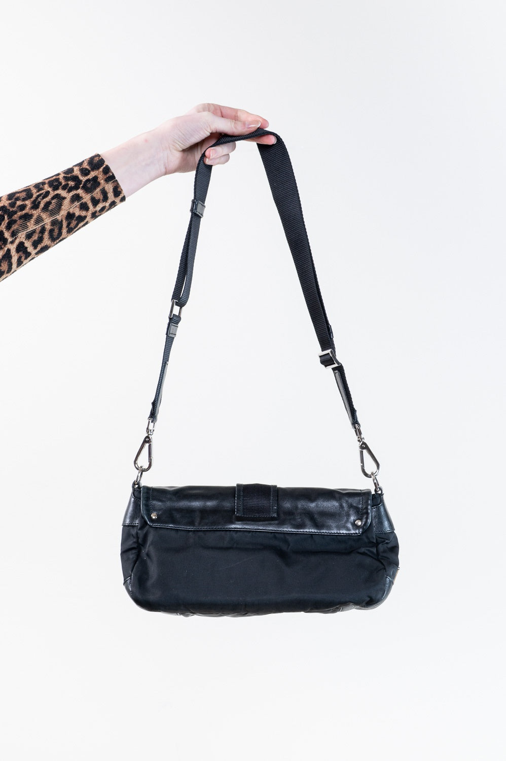 Black Double Pocket Buckle Flap Bag