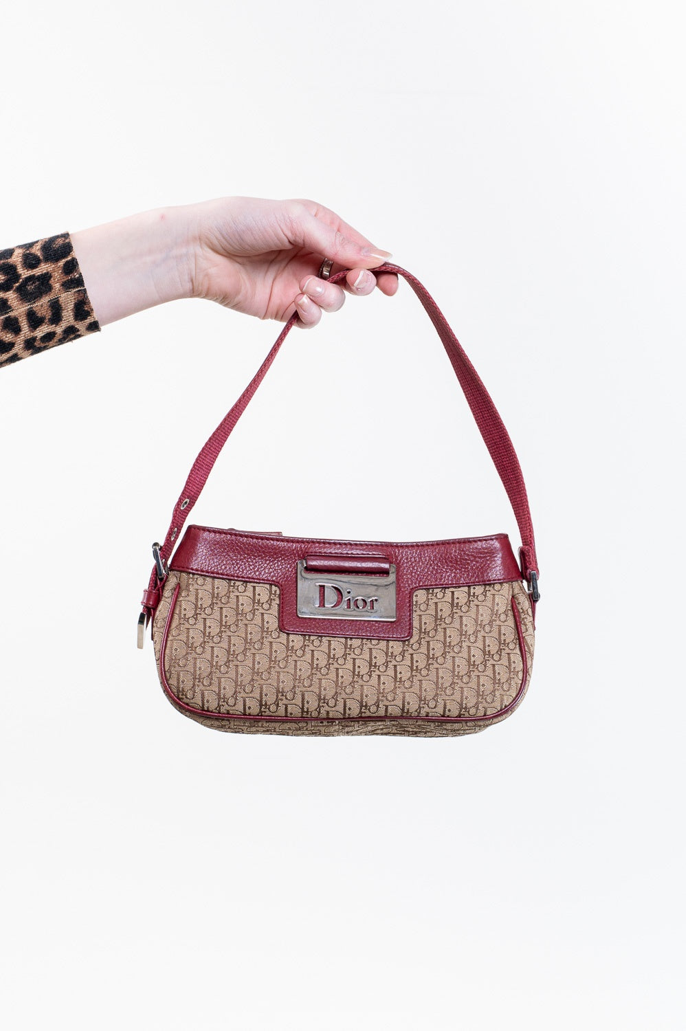 Vintage Burgundy & Canvas Street Chic Shoulder Bag