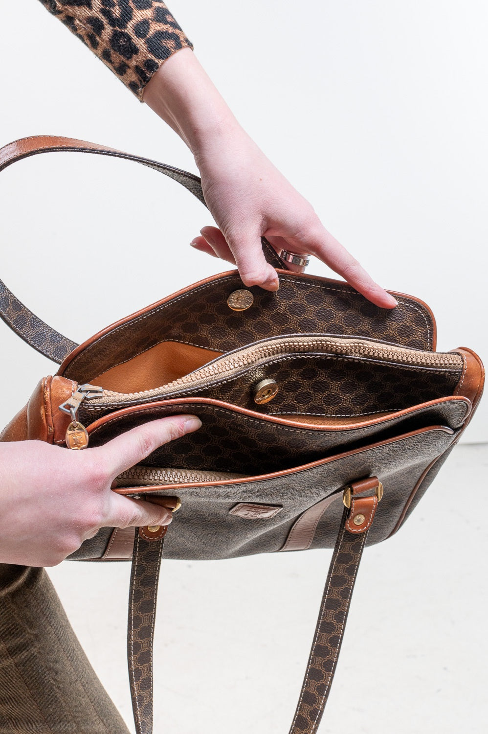 Vintage Brown Macadam Shoulder Bag