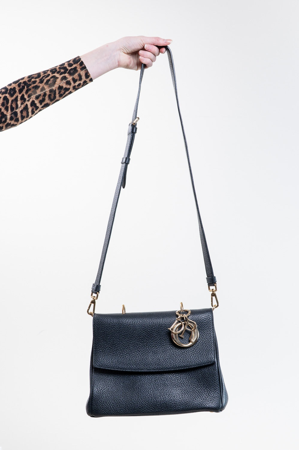 Black Be Dior Medium Flap Top Handle Bag