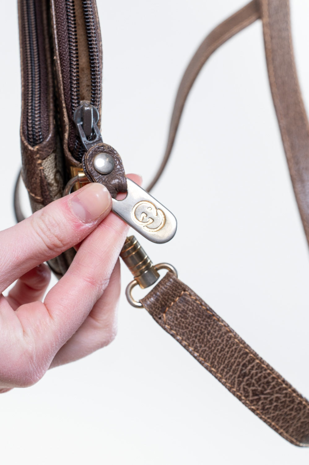 Vintage Double Zip GG Canvas Crossbody