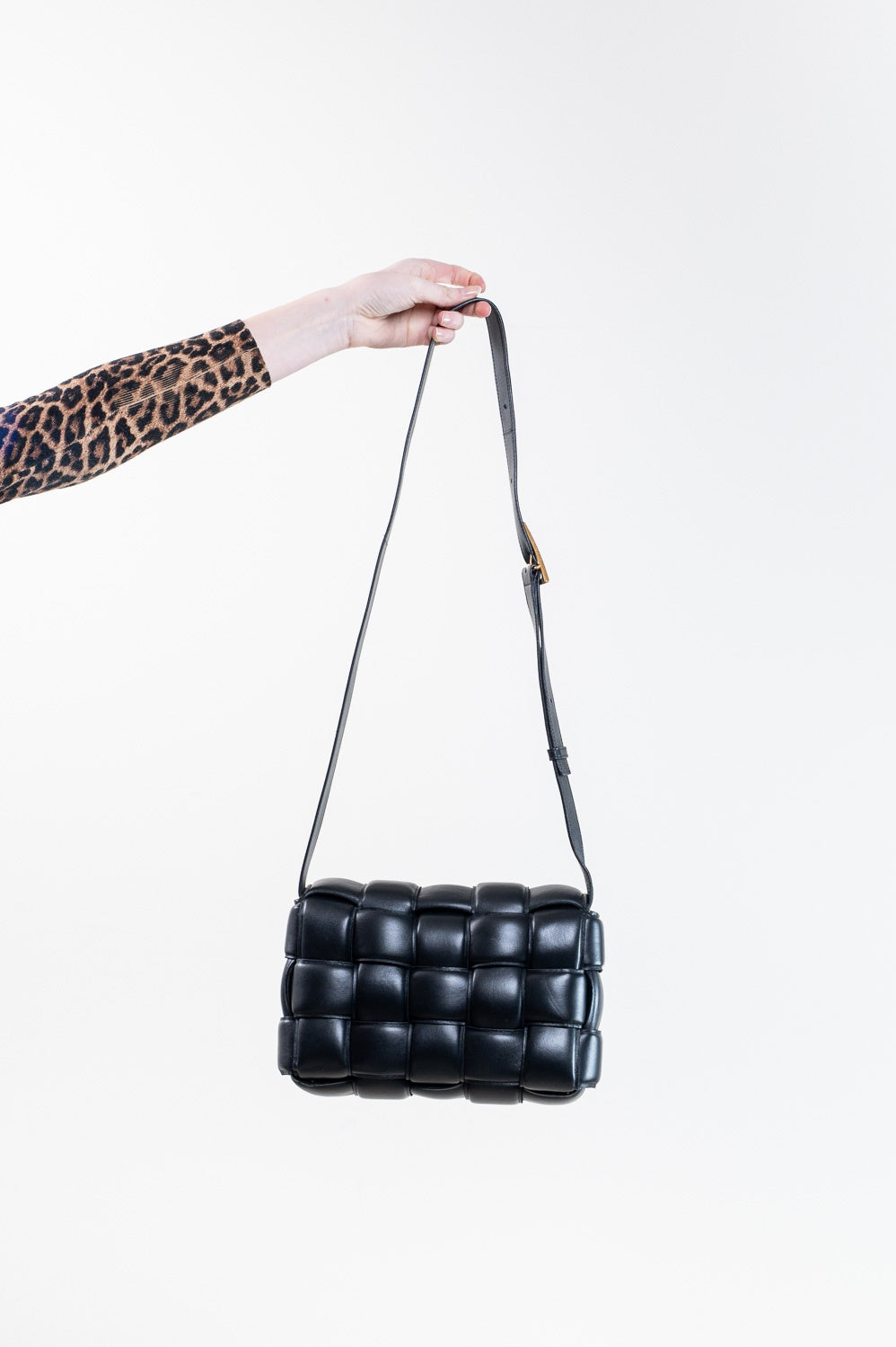 Black Leather Cassette Bag