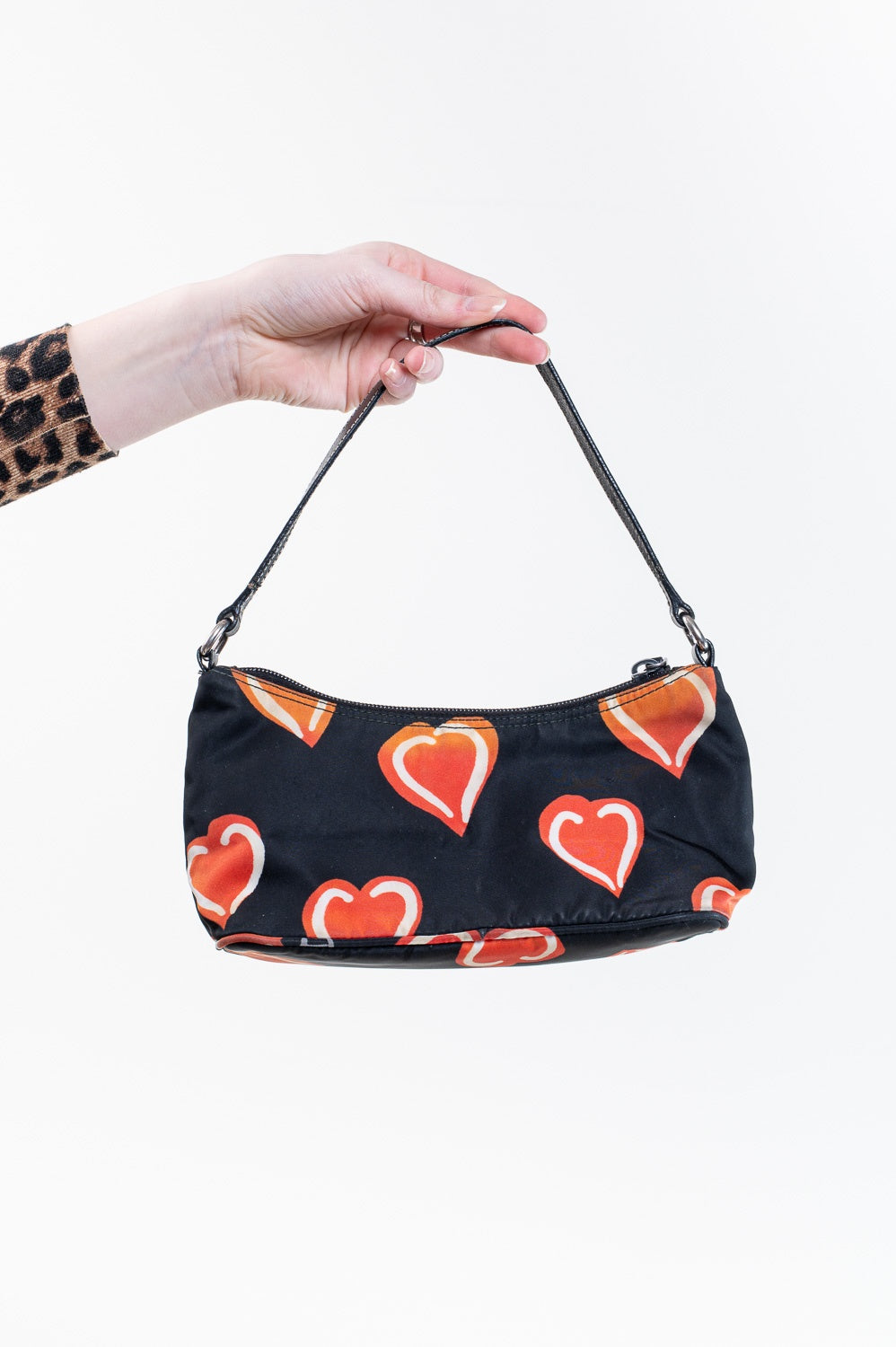 Black Heart Nylon Plaque Mini Bag