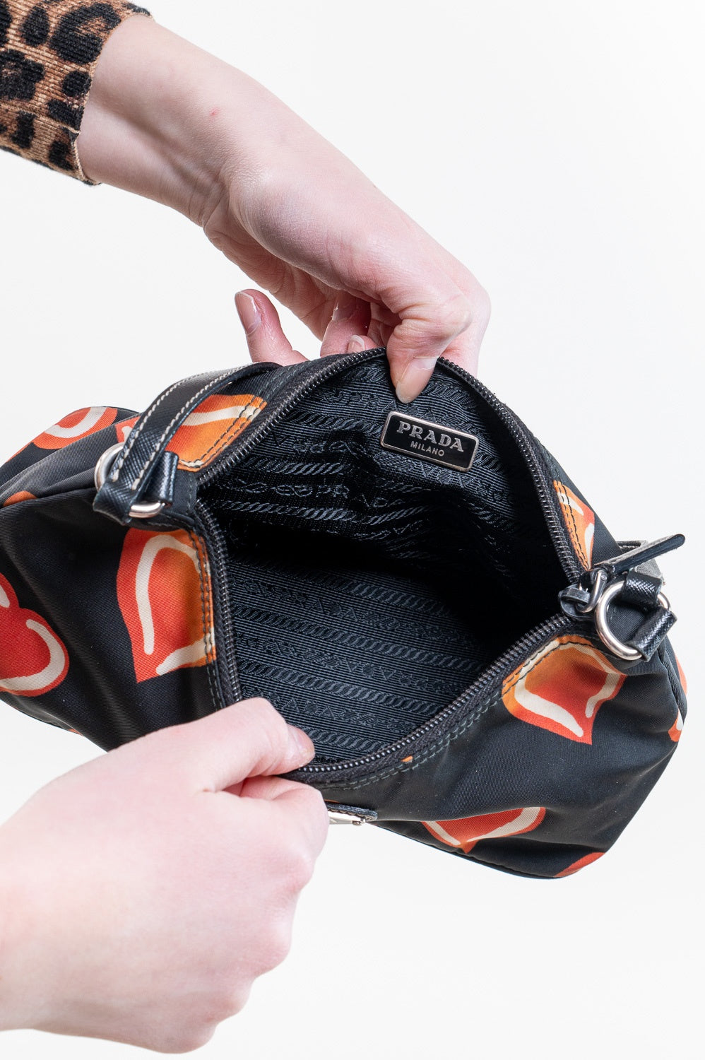 Black Heart Nylon Plaque Mini Bag