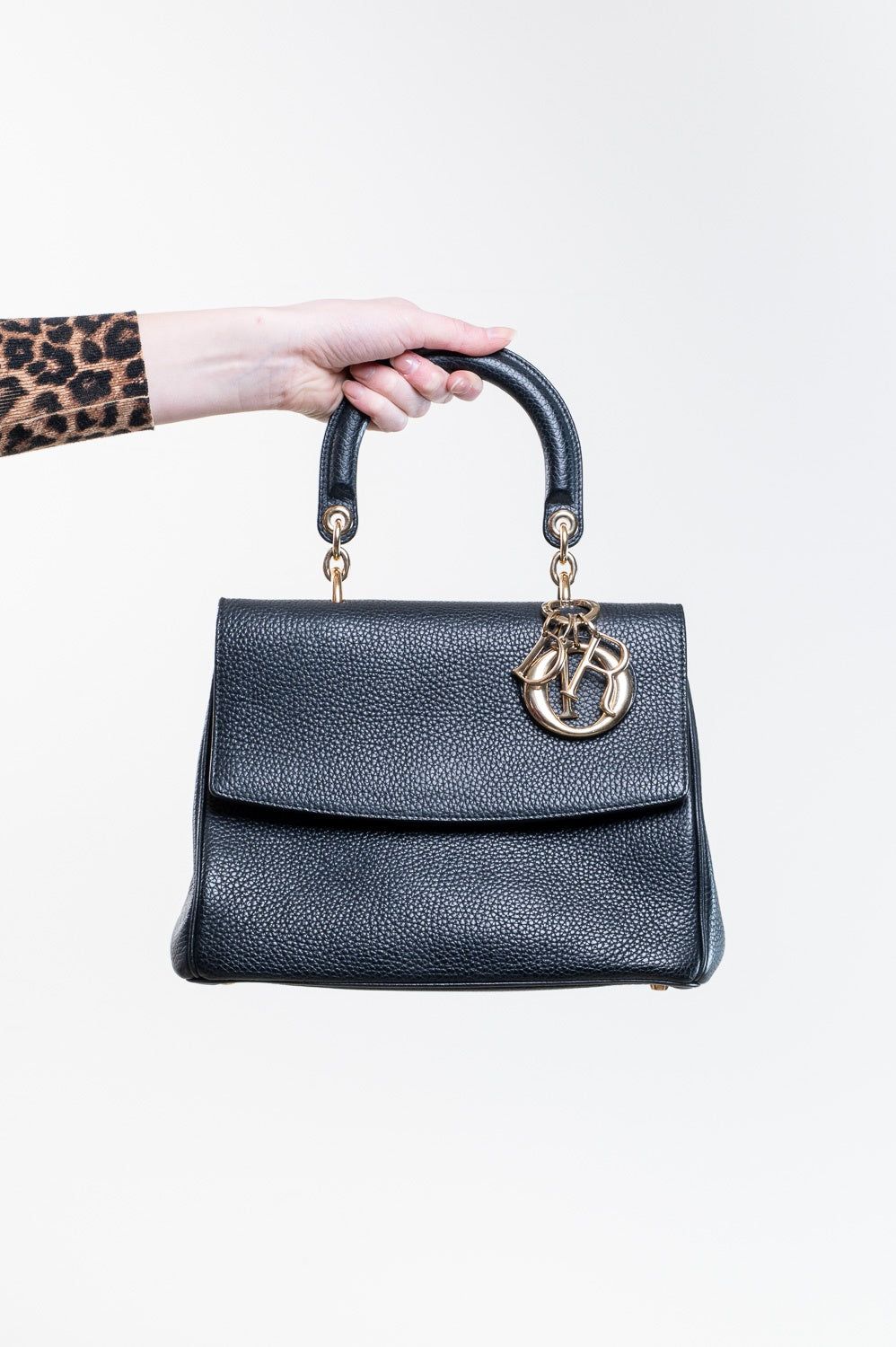 Black Be Dior Medium Flap Top Handle Bag