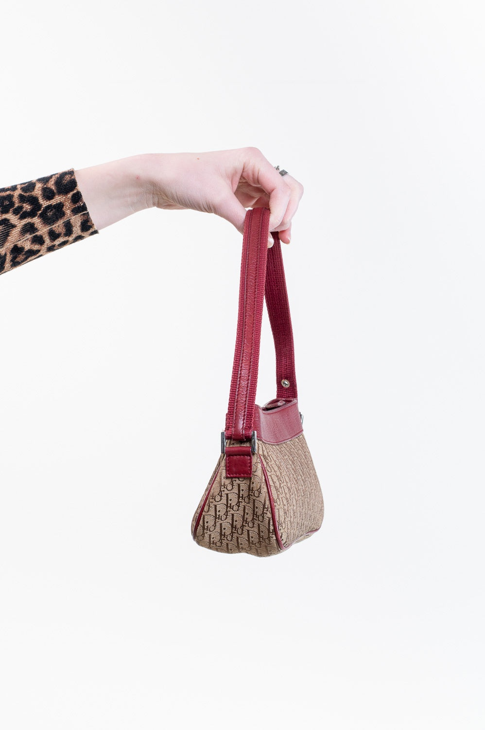 Vintage Burgundy & Canvas Street Chic Shoulder Bag