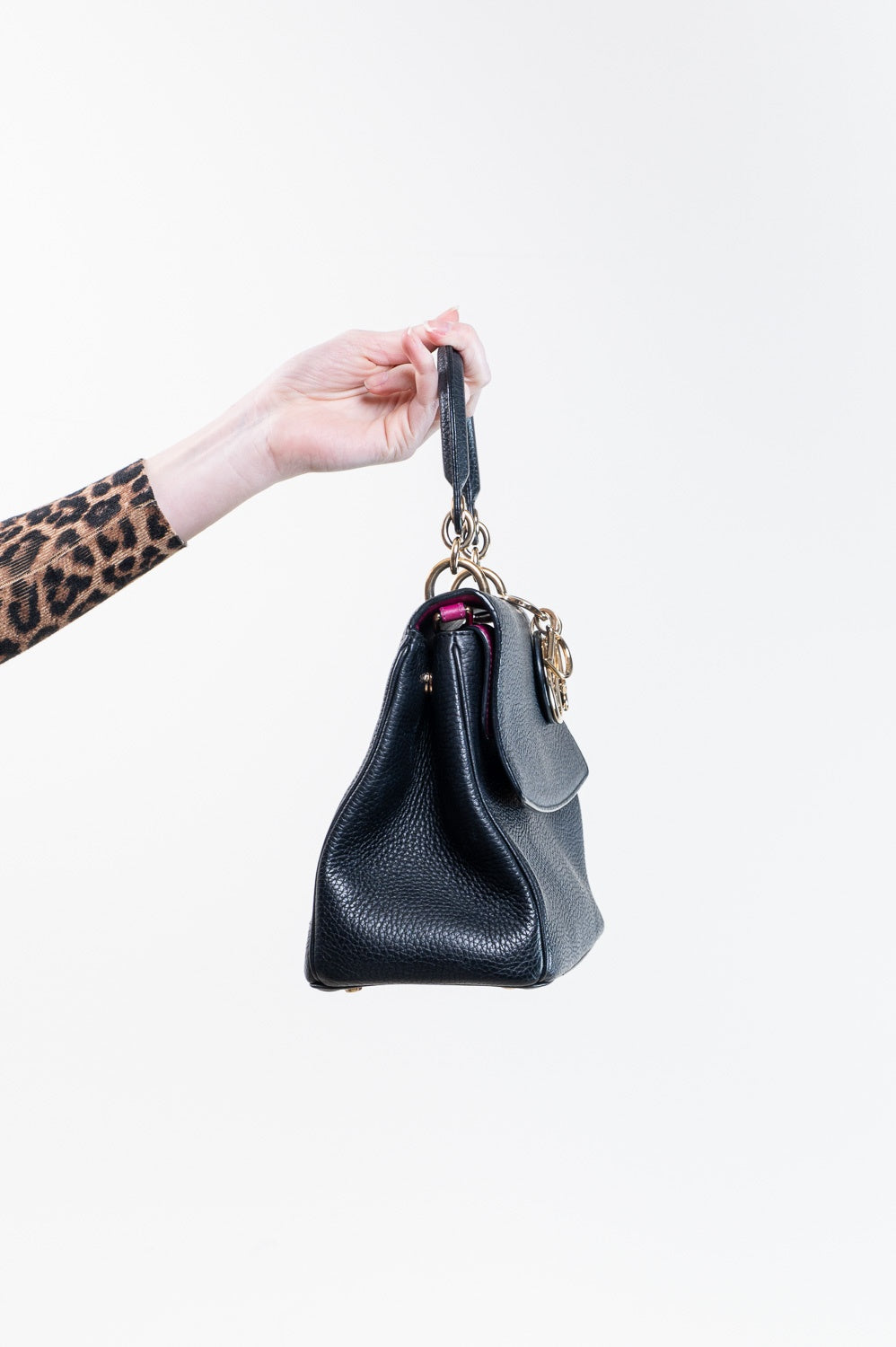 Black Be Dior Medium Flap Top Handle Bag