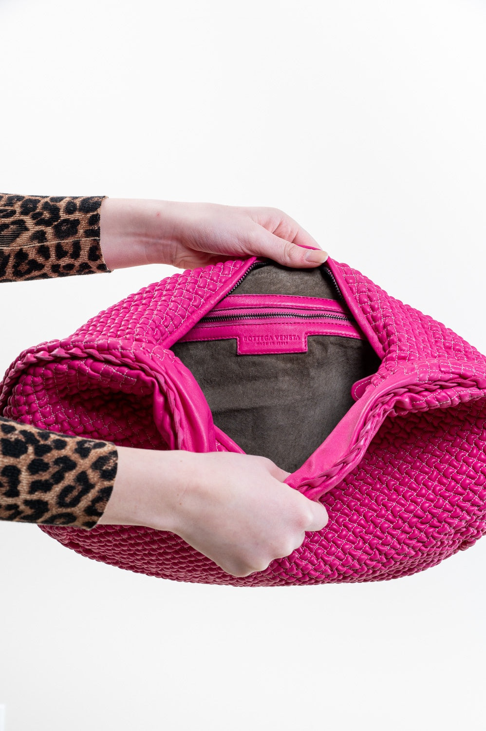 Pink Leather Bubble-Effect Hobo Shoulder Bag