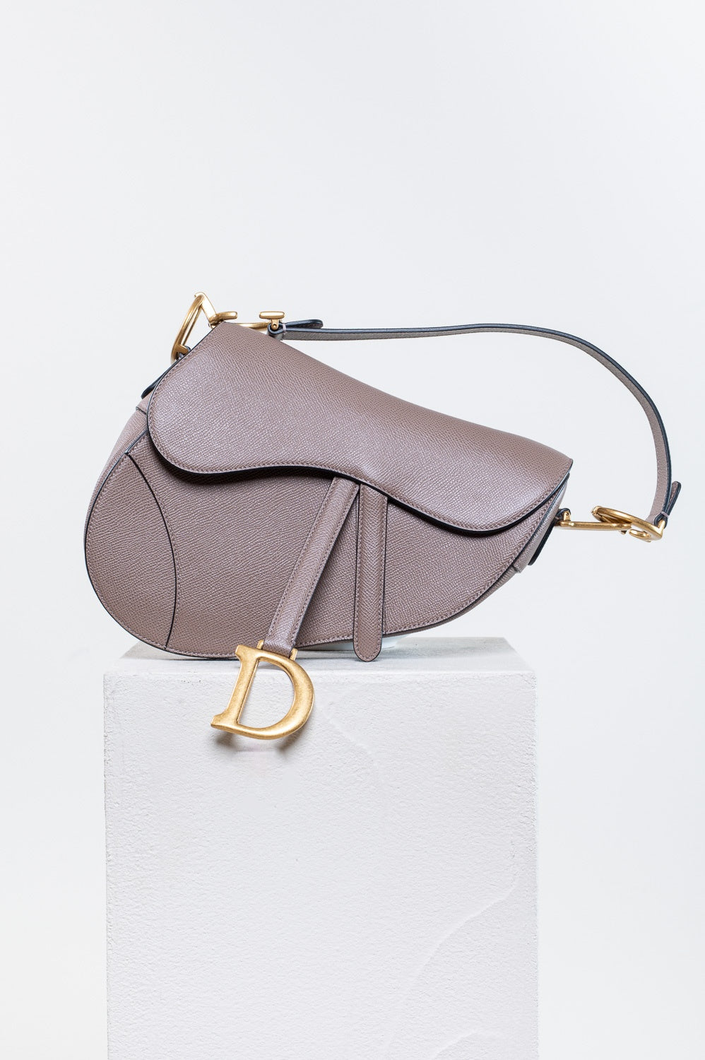Blush Grained Calfskin Saddle Bag with Strap