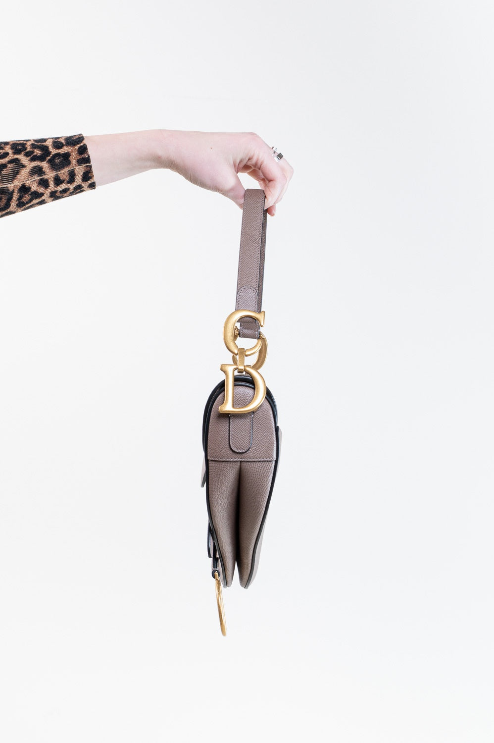 Blush Grained Calfskin Saddle Bag with Strap