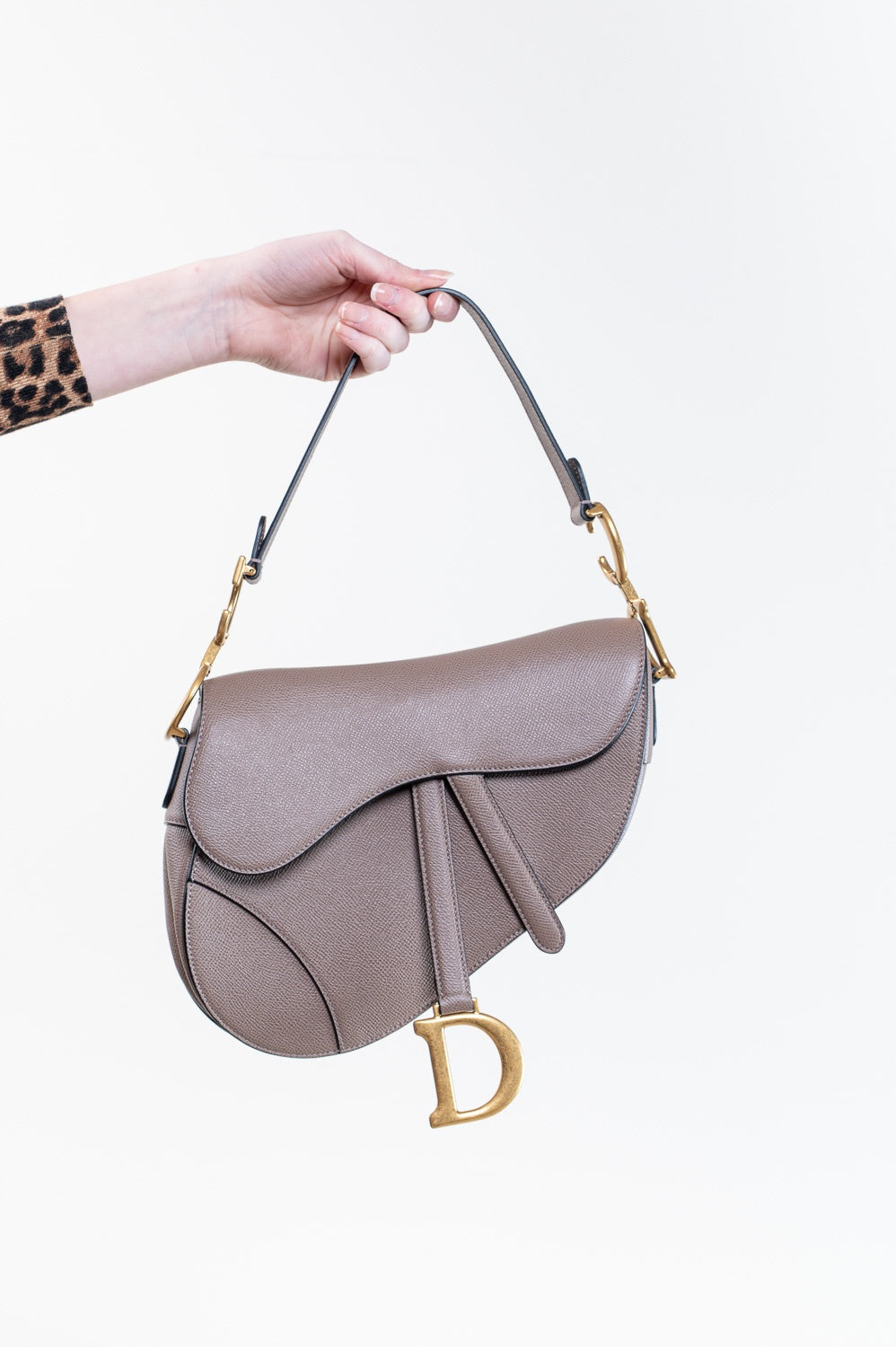 Blush Grained Calfskin Saddle Bag with Strap