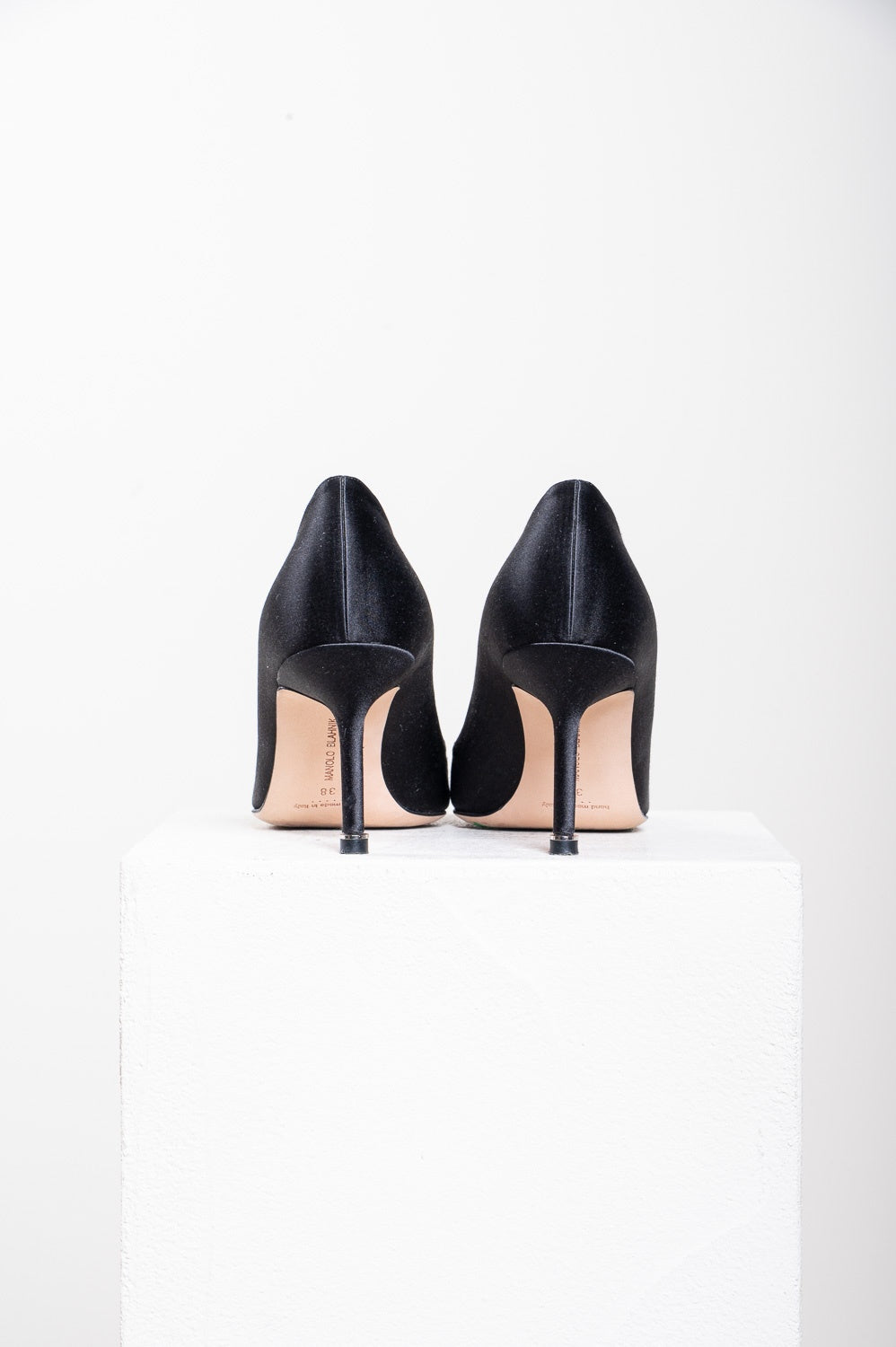 Black Satin Hangisi 70 Jewel Buckle Pump