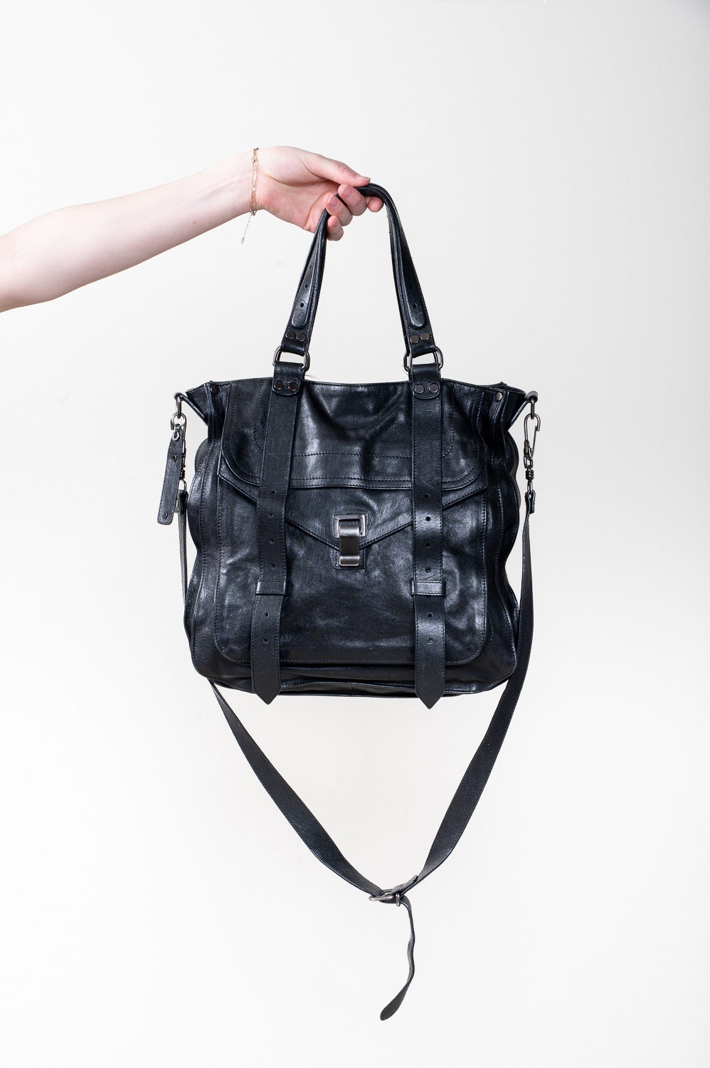 Black PS1 Medium Soft Leather Satchel Bag