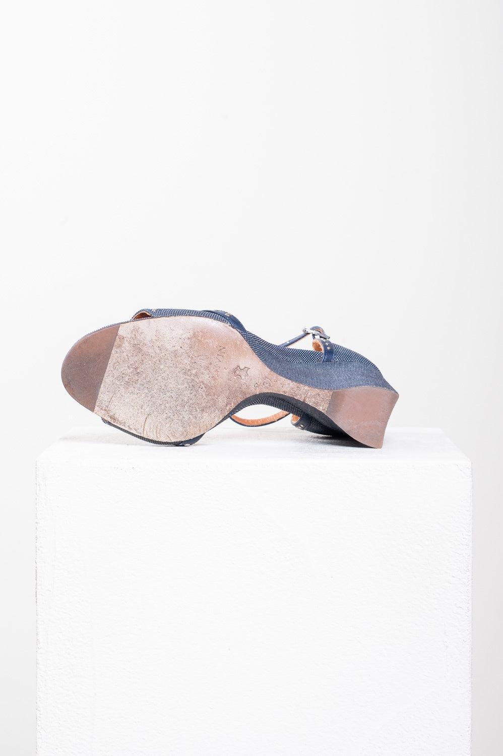 Navy Blue Denim Sandal Wedge