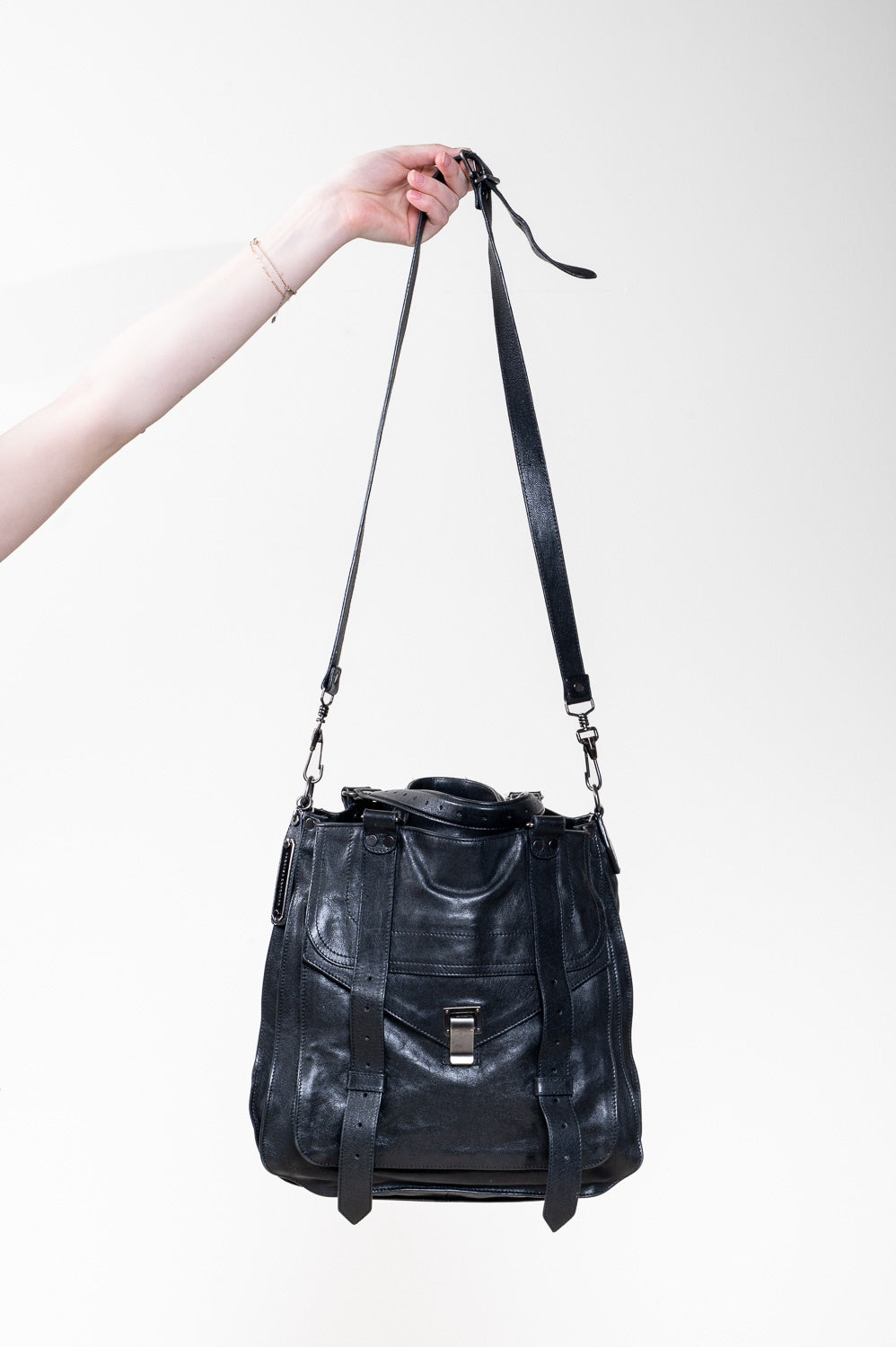 Black PS1 Medium Soft Leather Satchel Bag