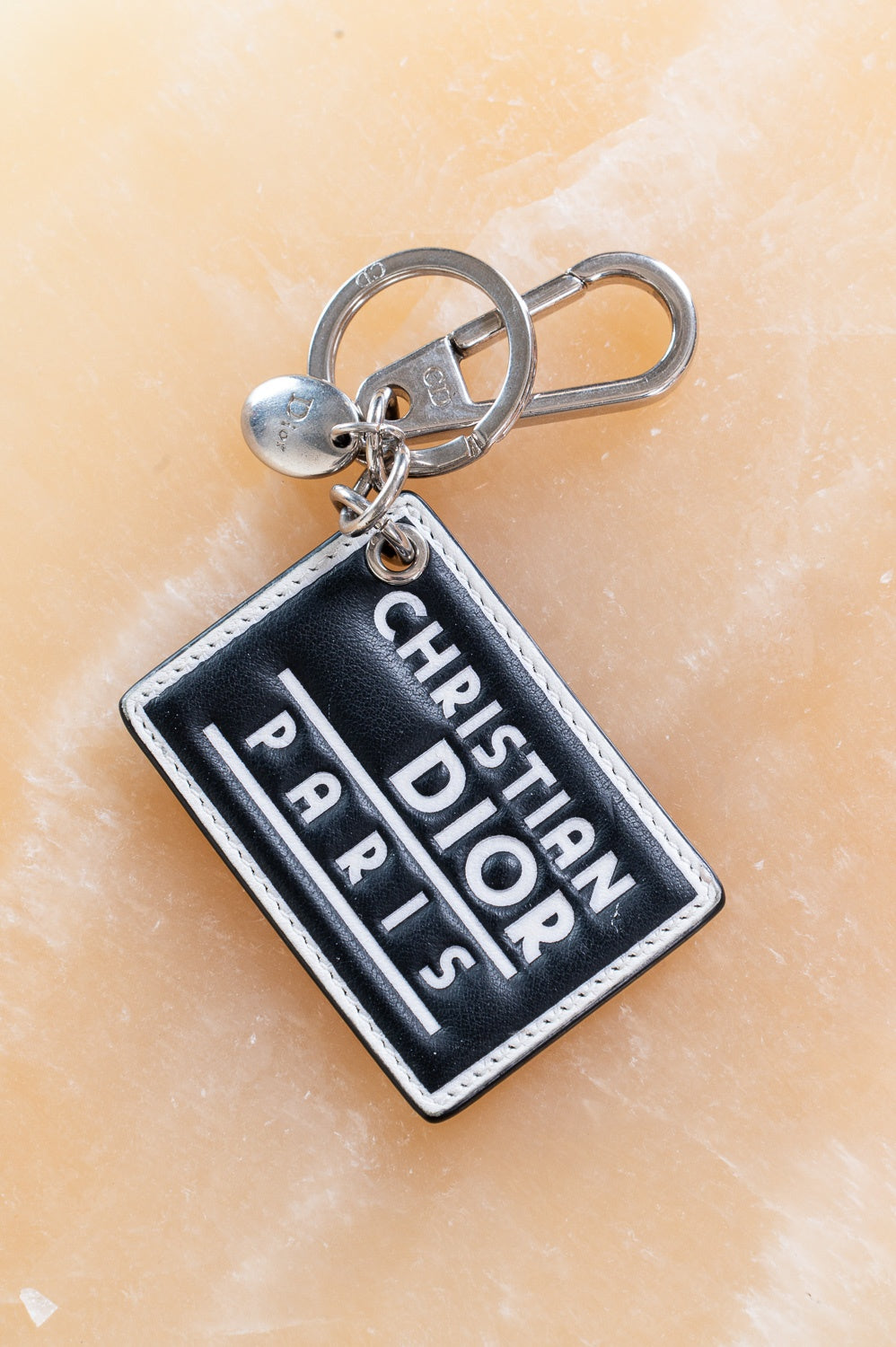 Black & White Leather Key Chain