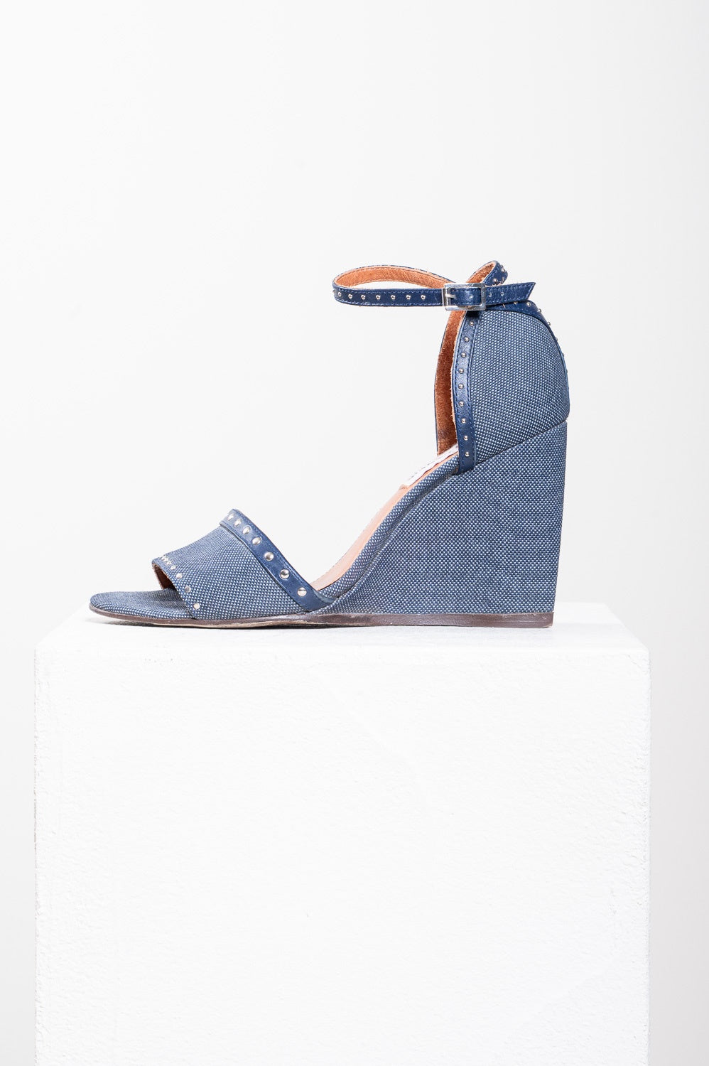 Navy Blue Denim Sandal Wedge