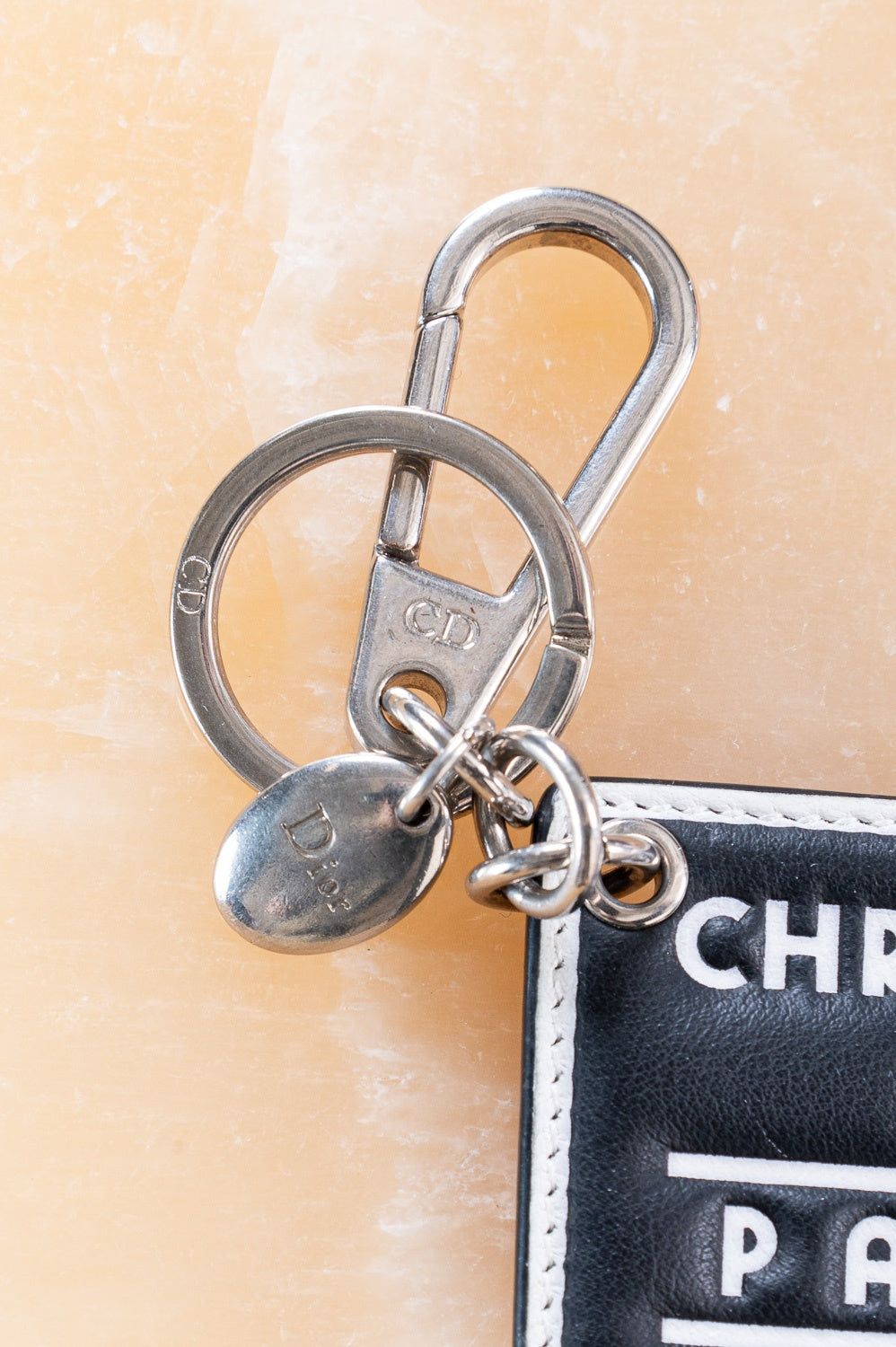 Black & White Leather Key Chain