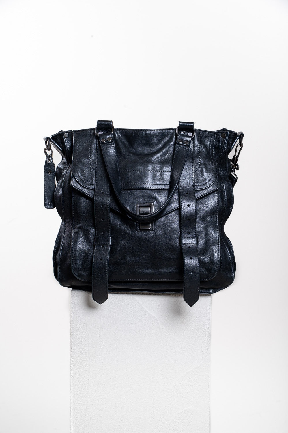 Black PS1 Medium Soft Leather Satchel Bag