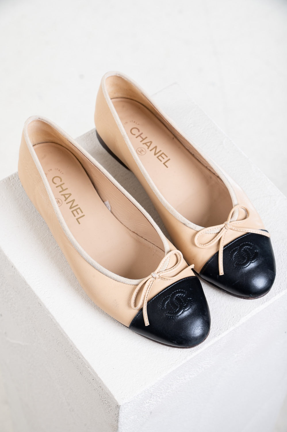 Beige and black CC Ballet Flats