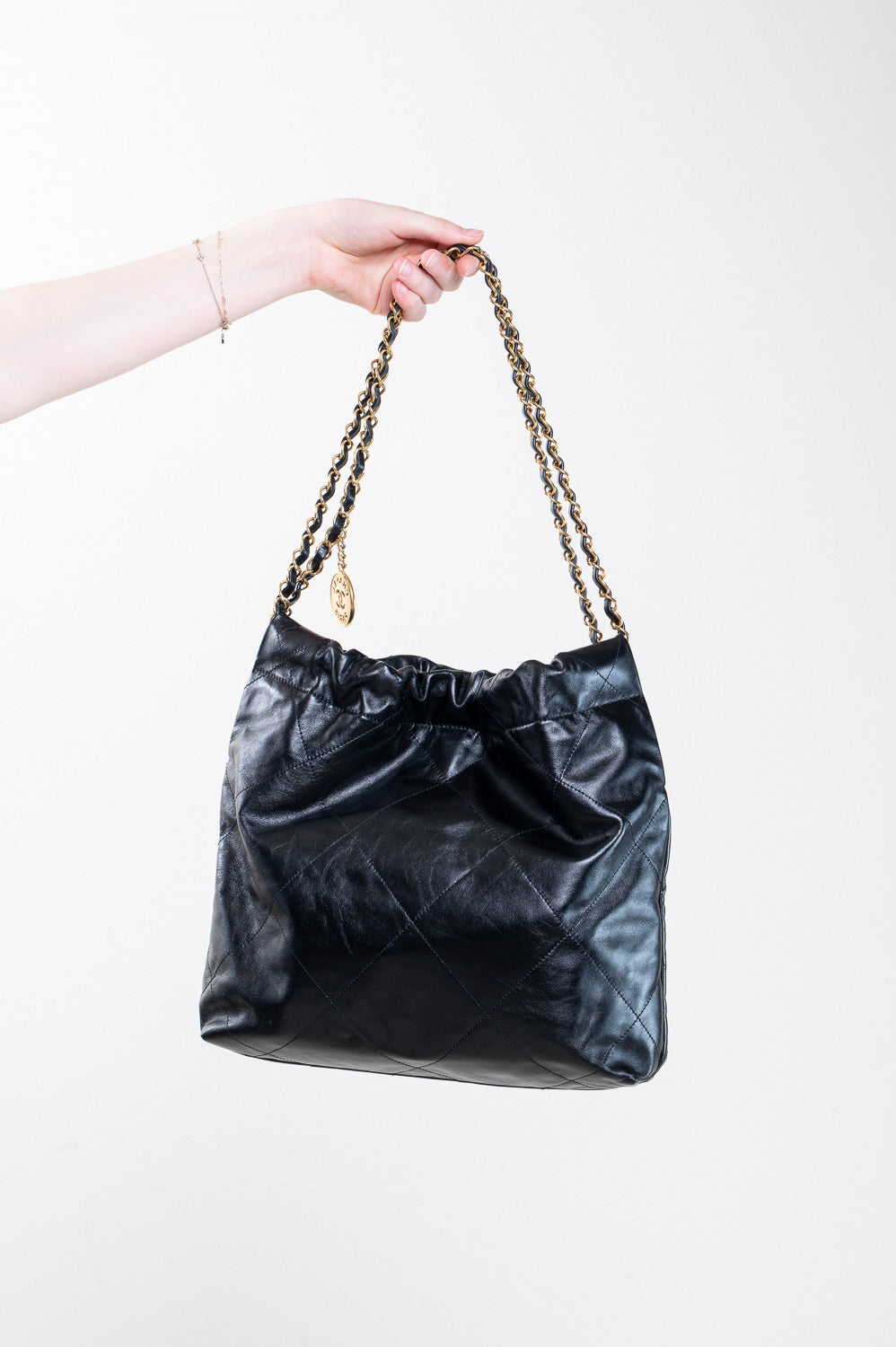 Black 22 Quilted Hobo Bag