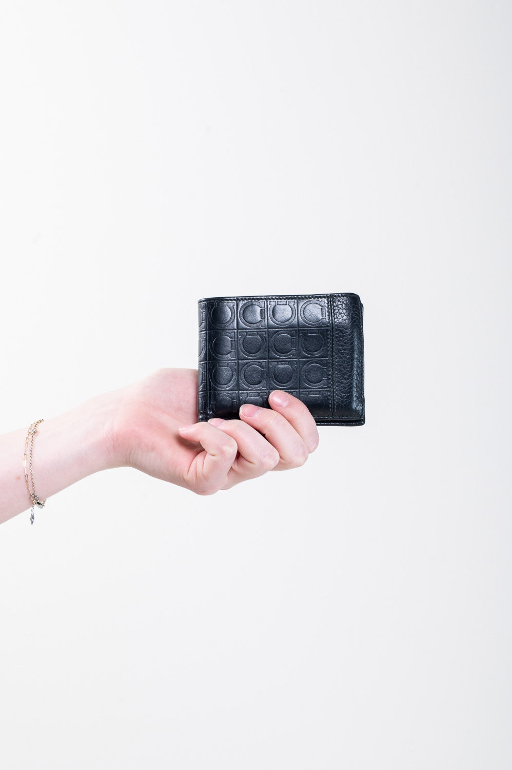 Black Gancini Embossed Bi-fold Wallet