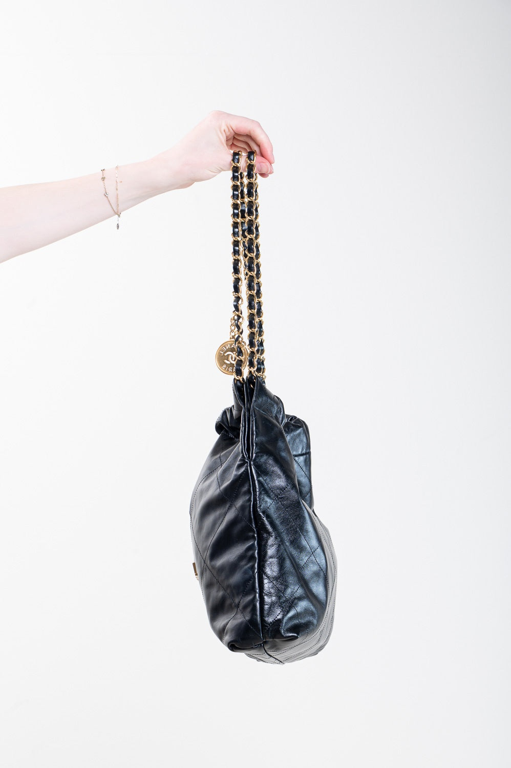 Black 22 Quilted Hobo Bag